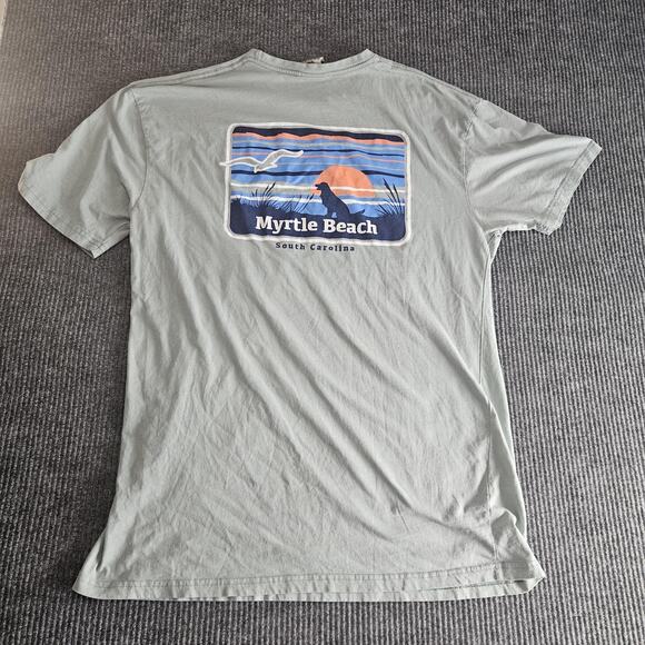 Myrtle Beach Shirt Mens 2XL Green Tsunami Surf Shop Sunset Graphic Tee Souvenir - Picture 1 of 11